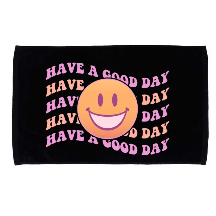 Retro Vintage Have A Good Day Smiley Emoji Microfiber Hand Towel