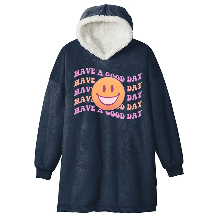 Retro Vintage Have A Good Day Smiley Emoji Hooded Wearable Blanket