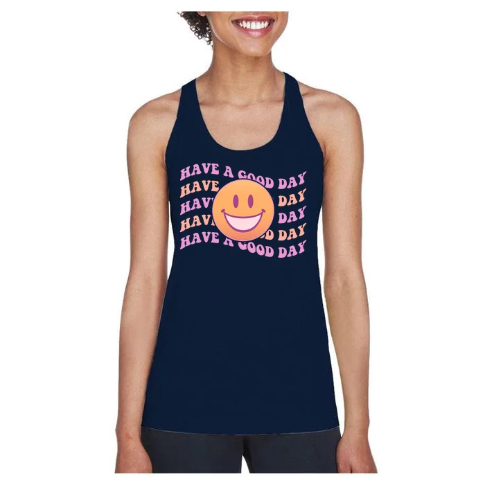 Retro Vintage Have A Good Day Smiley Emoji Women's Racerback Tank