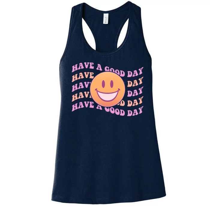 Retro Vintage Have A Good Day Smiley Emoji Women's Racerback Tank