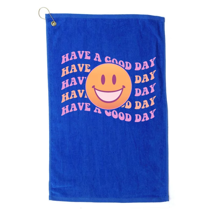 Retro Vintage Have A Good Day Smiley Emoji Platinum Collection Golf Towel