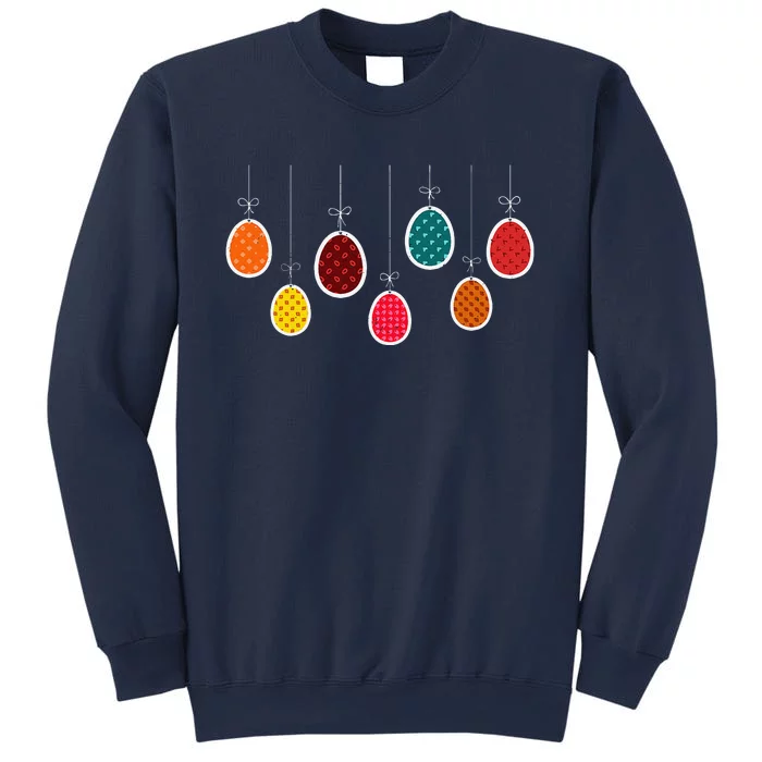 Retro Vintage Happy Easter Spring Eggs Garland Sweatshirt