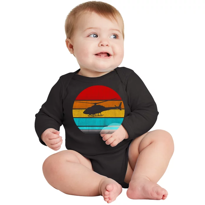 Retro Vintage Helicopter Baby Long Sleeve Bodysuit