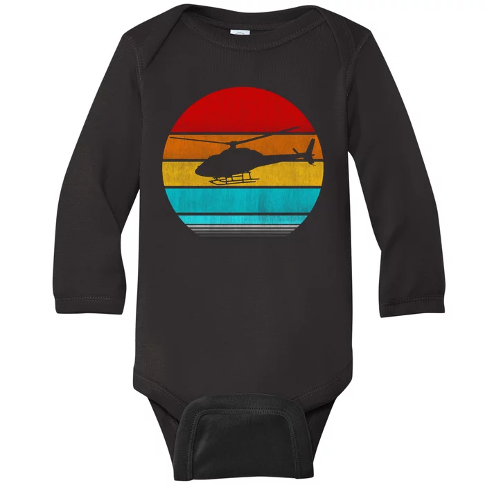 Retro Vintage Helicopter Baby Long Sleeve Bodysuit