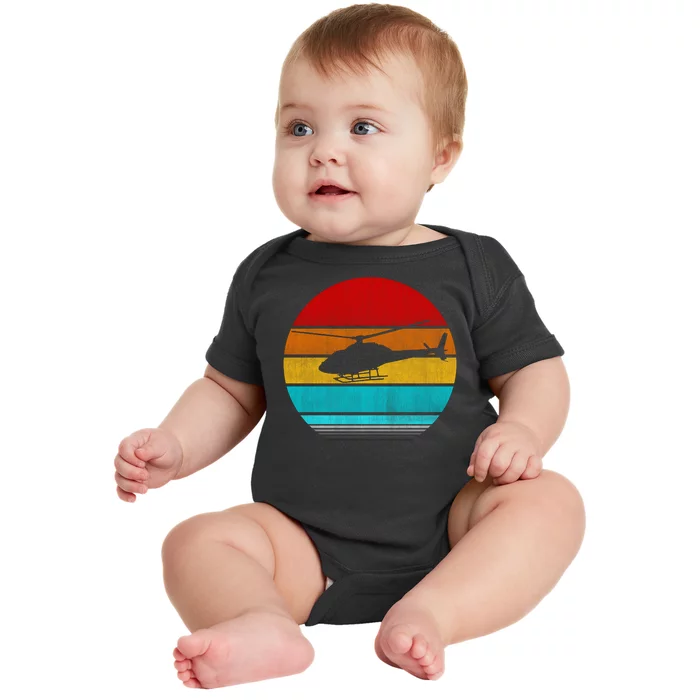 Retro Vintage Helicopter Baby Bodysuit