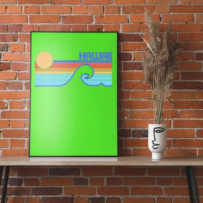 Retro Vintage Hawaii Sunset Wave Poster