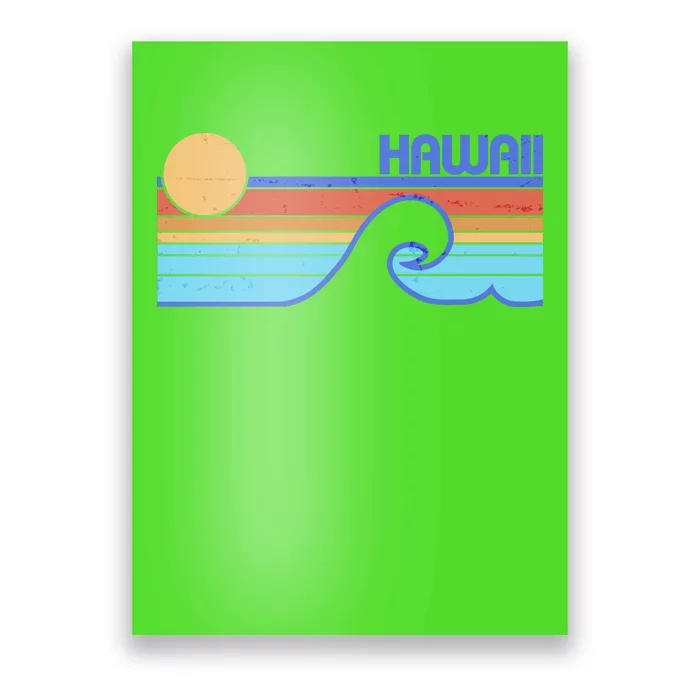 Retro Vintage Hawaii Sunset Wave Poster