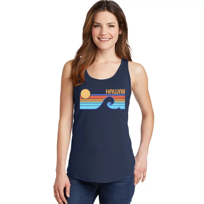 Retro Vintage Hawaii Sunset Wave Ladies Essential Tank