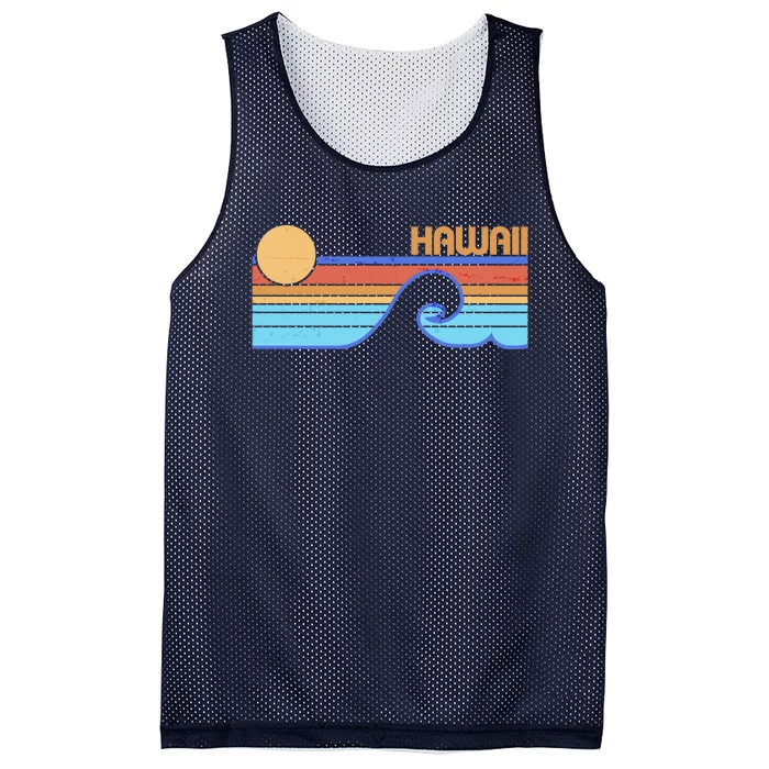 Retro Vintage Hawaii Sunset Wave Mesh Reversible Basketball Jersey Tank