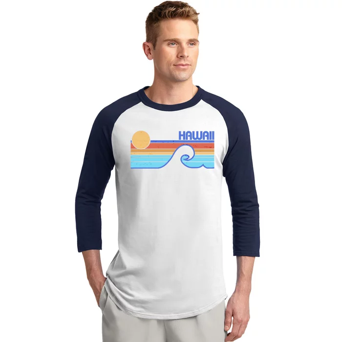 Retro Vintage Hawaii Sunset Wave Baseball Sleeve Shirt