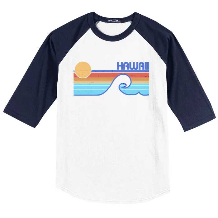 Retro Vintage Hawaii Sunset Wave Baseball Sleeve Shirt