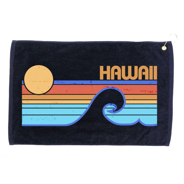 Retro Vintage Hawaii Sunset Wave Grommeted Golf Towel