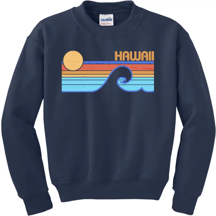 Retro Vintage Hawaii Sunset Wave Kids Sweatshirt