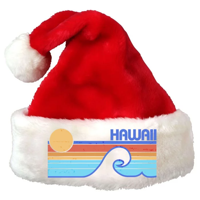 Retro Vintage Hawaii Sunset Wave Premium Christmas Santa Hat