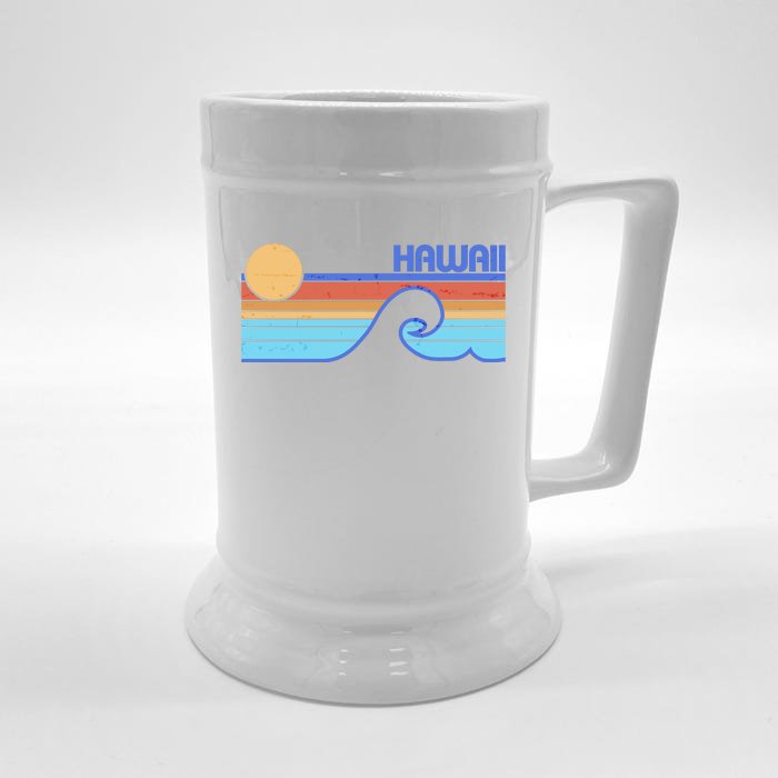 Retro Vintage Hawaii Sunset Wave Front & Back Beer Stein