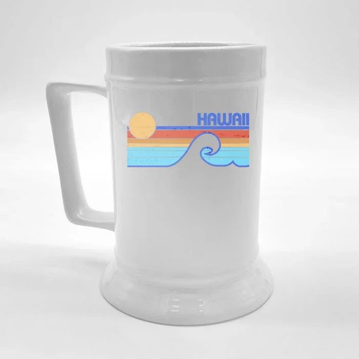 Retro Vintage Hawaii Sunset Wave Front & Back Beer Stein