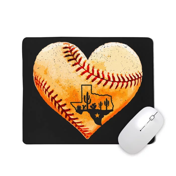 Retro Vintage Houston Texas Baseball Heart With Map Mousepad