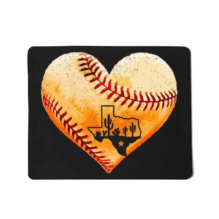 Retro Vintage Houston Texas Baseball Heart With Map Mousepad