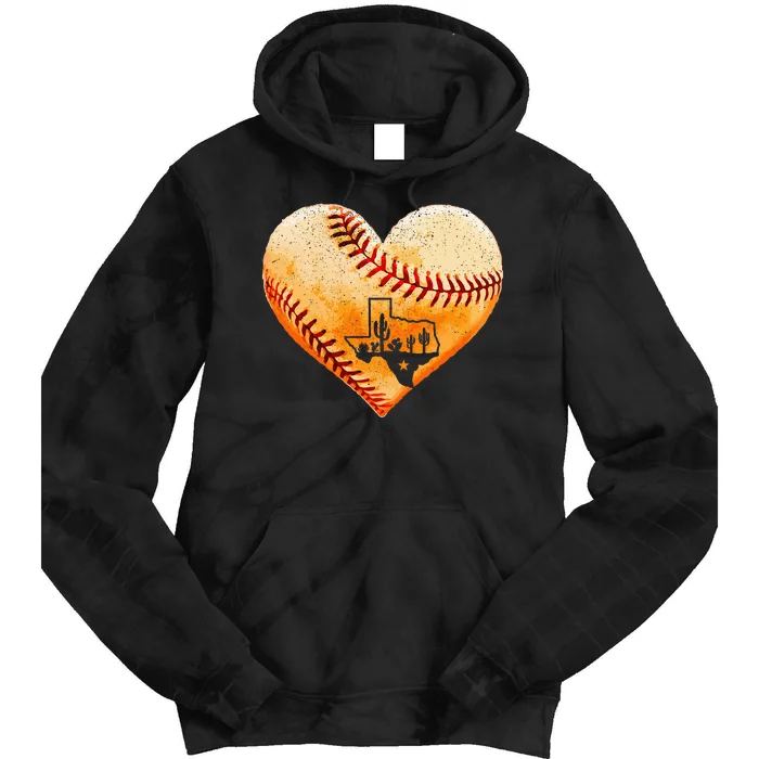 Retro Vintage Houston Texas Baseball Heart With Map Tie Dye Hoodie