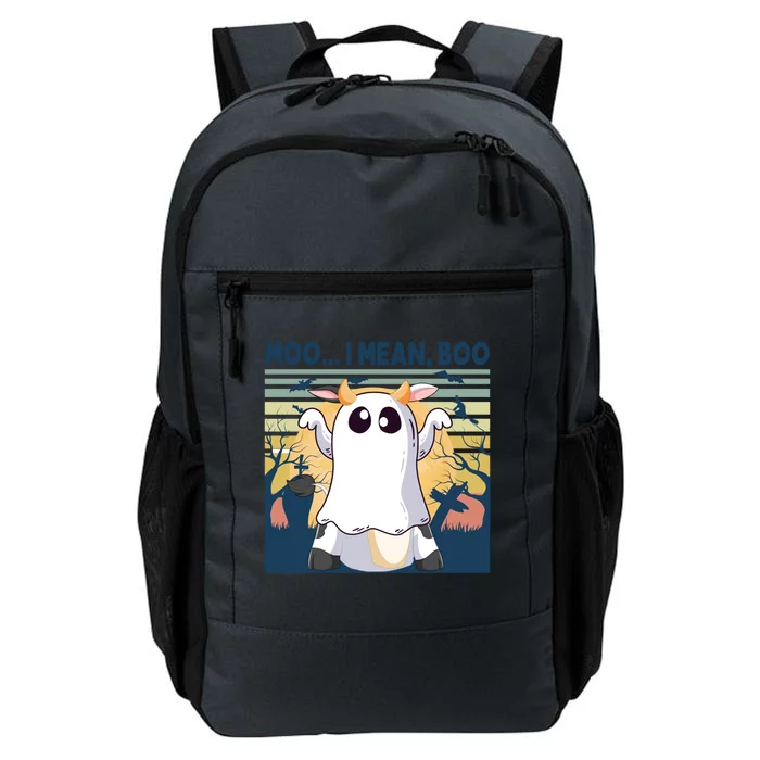 Retro Vintage Halloween Cow Ghost Moo I Mean Boo Gift Moo Cow Gift Daily Commute Backpack