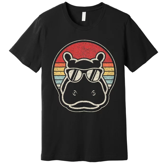 Retro Vintage Hippo Hippopotamus Sunglass Premium T-Shirt