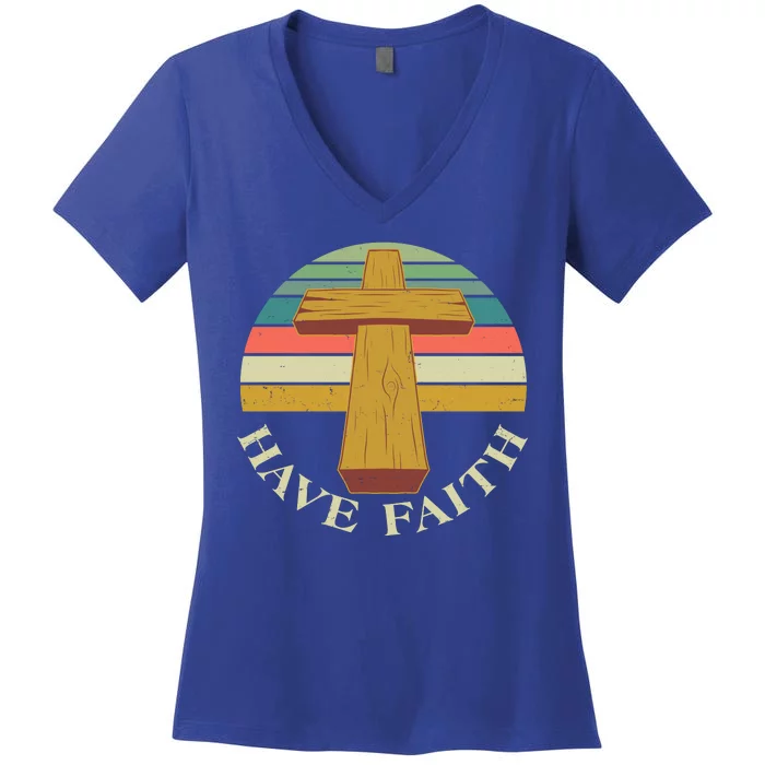 Retro Vintage Have Faith Women's V-Neck T-Shirt