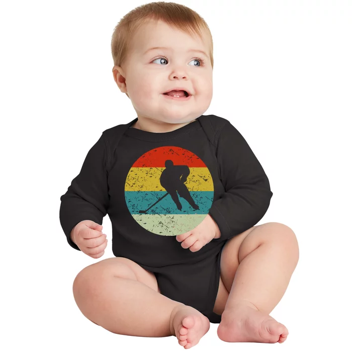 Retro Vintage Hockey Baby Long Sleeve Bodysuit