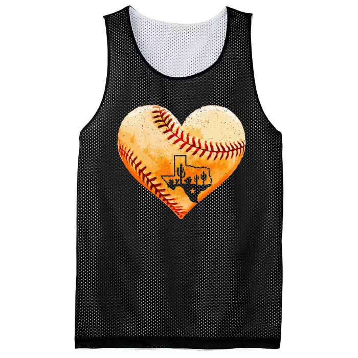 Retro Vintage Houston Texas Baseball Heart With Map Mesh Reversible Basketball Jersey Tank