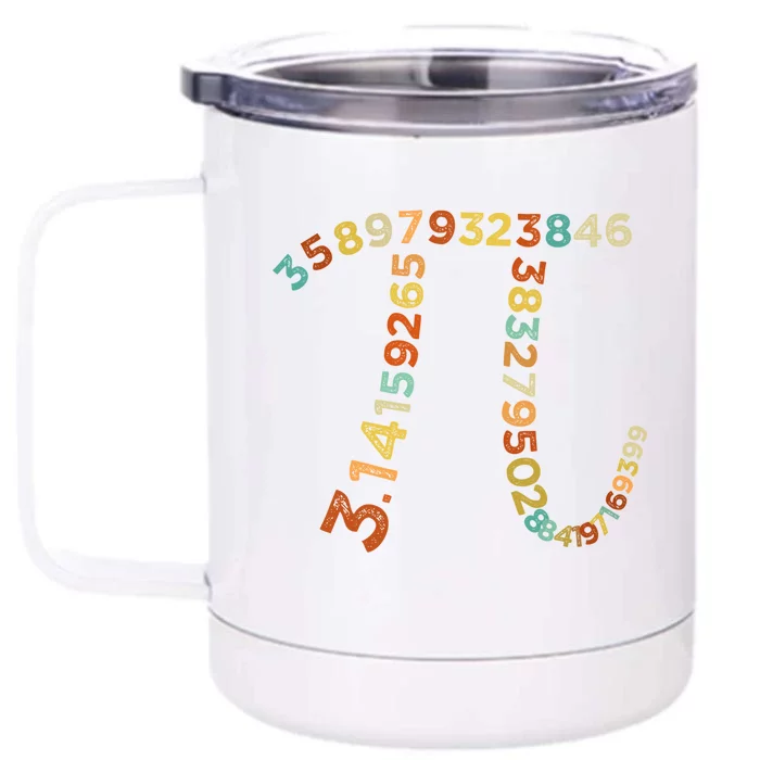 Retro Vintage Happy Pi Day Math Teacher Students Gift Front & Back 12oz Stainless Steel Tumbler Cup