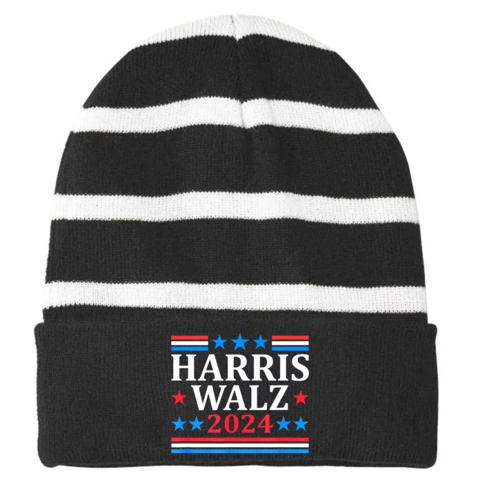 Retro Vintage Harris Walz Waltz 2024 Gift Striped Beanie with Solid Band