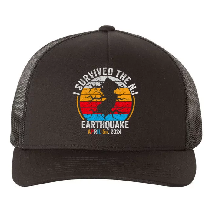 Retro Vintage I Survived The Nj Earthquake Yupoong Adult 5-Panel Trucker Hat