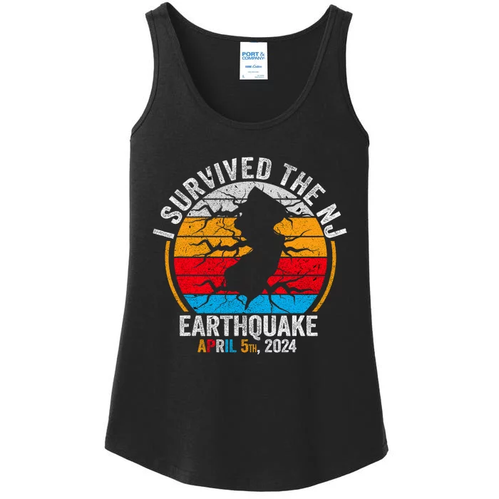 Retro Vintage I Survived The Nj Earthquake Ladies Essential Tank