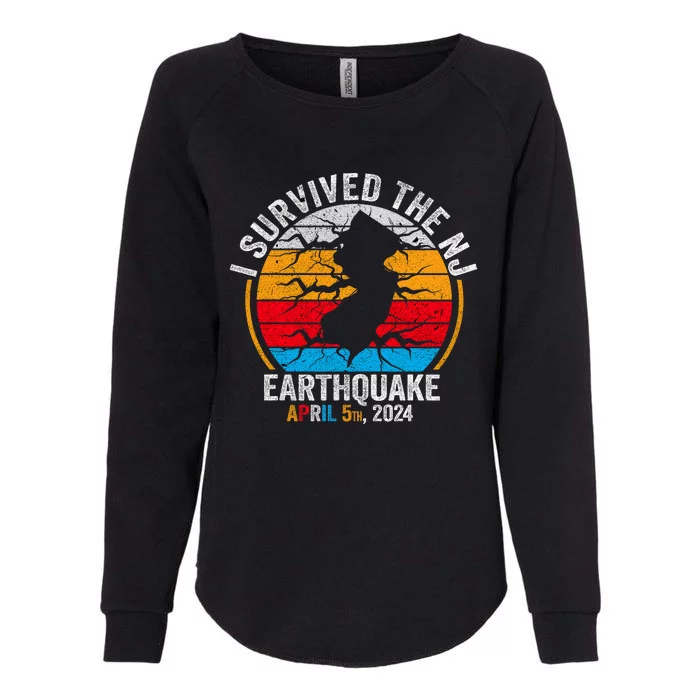 Retro Vintage I Survived The Nj Earthquake Womens California Wash Sweatshirt