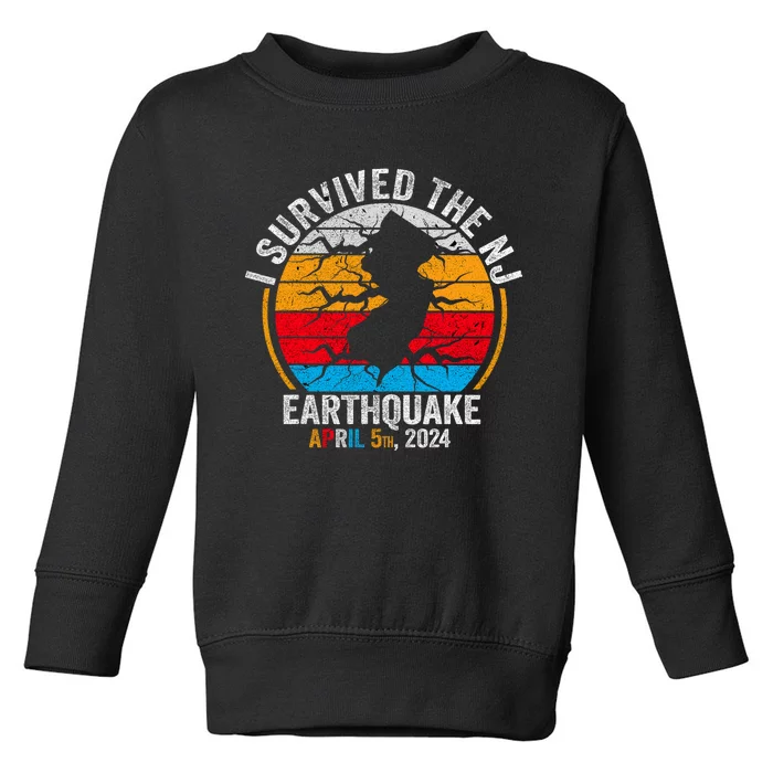 Retro Vintage I Survived The Nj Earthquake Toddler Sweatshirt