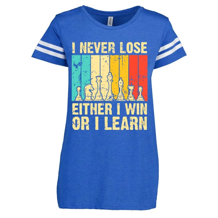 Retro Vintage I Never Lose I Either Win Or Learn Funny Chess Player Enza Ladies Jersey Football T-Shirt