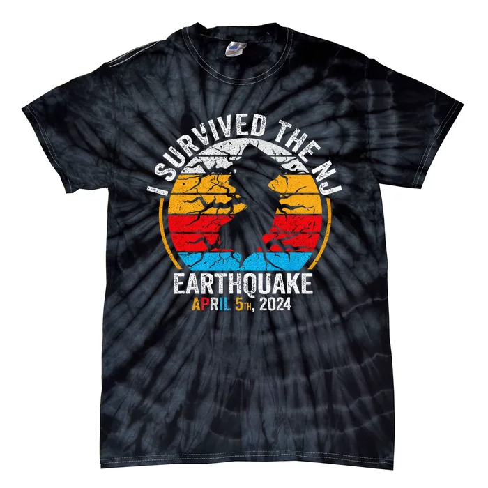 Retro Vintage I Survived The Nj Earthquake Tie-Dye T-Shirt