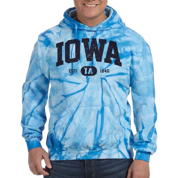 Retro Vintage Iowa Est Ia 1846 Tie Dye Hoodie