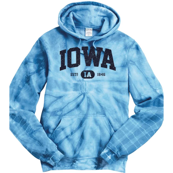 Retro Vintage Iowa Est Ia 1846 Tie Dye Hoodie