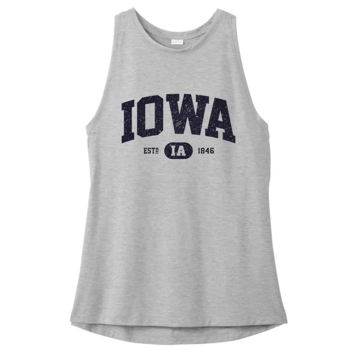 Retro Vintage Iowa Est Ia 1846 Ladies Tri-Blend Wicking Tank