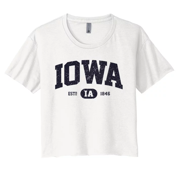 Retro Vintage Iowa Est Ia 1846 Women's Crop Top Tee