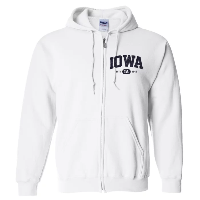 Retro Vintage Iowa Est Ia 1846 Full Zip Hoodie