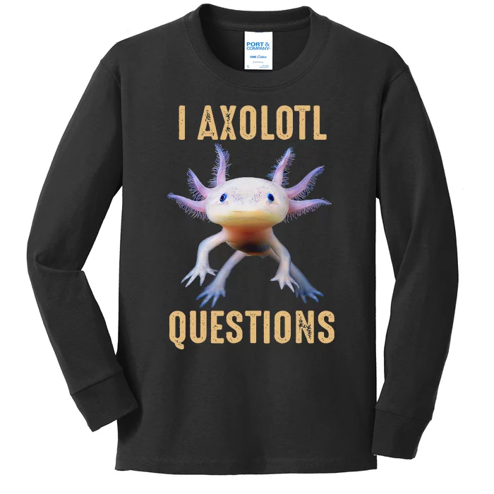 Retro Vintage I Axolotl Questions Kids Long Sleeve Shirt