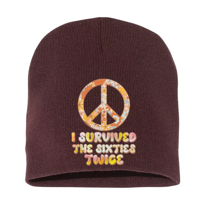 Retro Vintage I Survived The Sixties Twice Short Acrylic Beanie