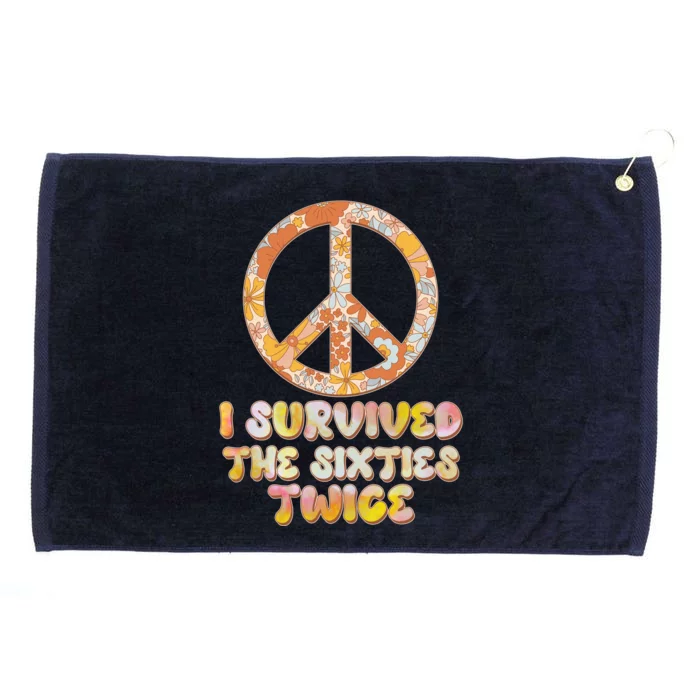 Retro Vintage I Survived The Sixties Twice Grommeted Golf Towel