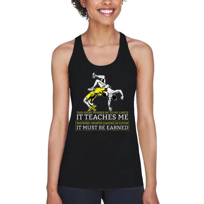 Retro Vintage It Must Be Earned Wrestling Women's Racerback Tank