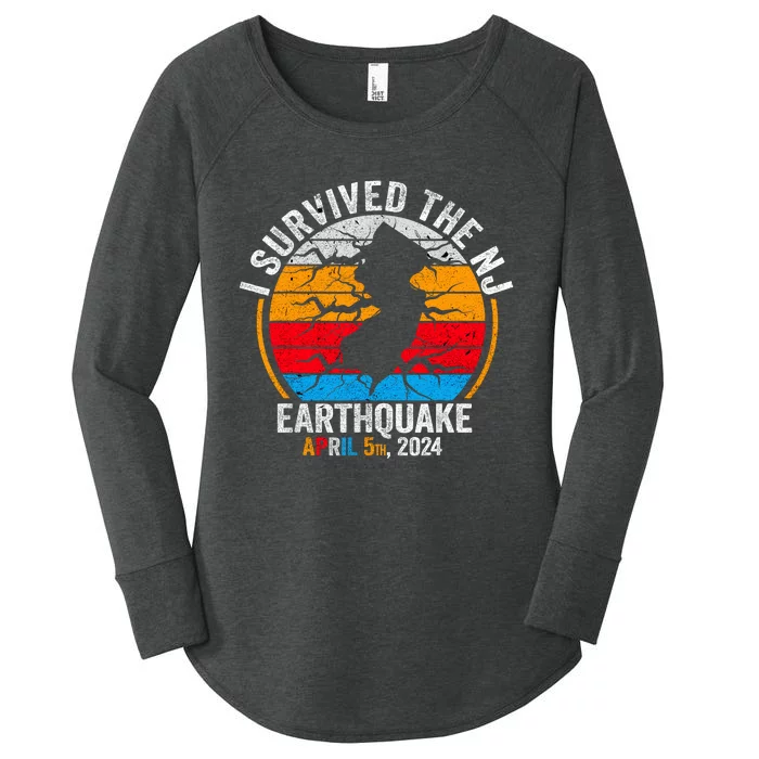 Retro Vintage I Survived The Nj Earthquake Women's Perfect Tri Tunic Long Sleeve Shirt