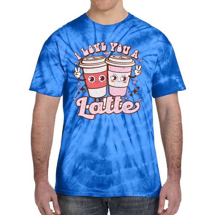 Retro Valentines I Love You A Latte Valentines Coffee Lover Gift Tie-Dye T-Shirt