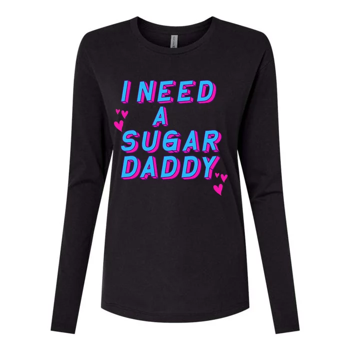 Retro Vintage I Need A Sugar Daddy Womens Cotton Relaxed Long Sleeve T-Shirt