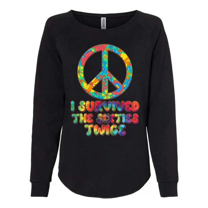 Retro Vintage I Survived The Sixties Twice Rainbow Tie Dye Womens California Wash Sweatshirt