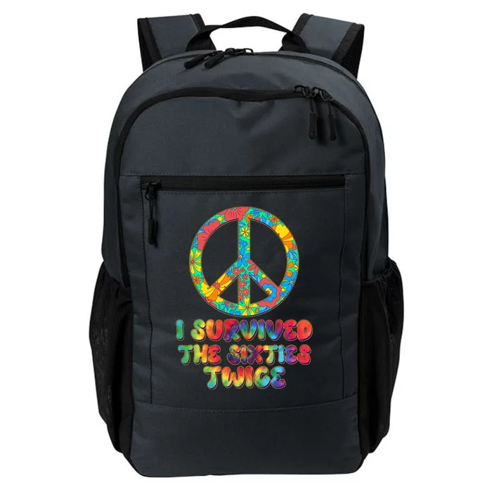 Retro Vintage I Survived The Sixties Twice Rainbow Tie Dye Daily Commute Backpack